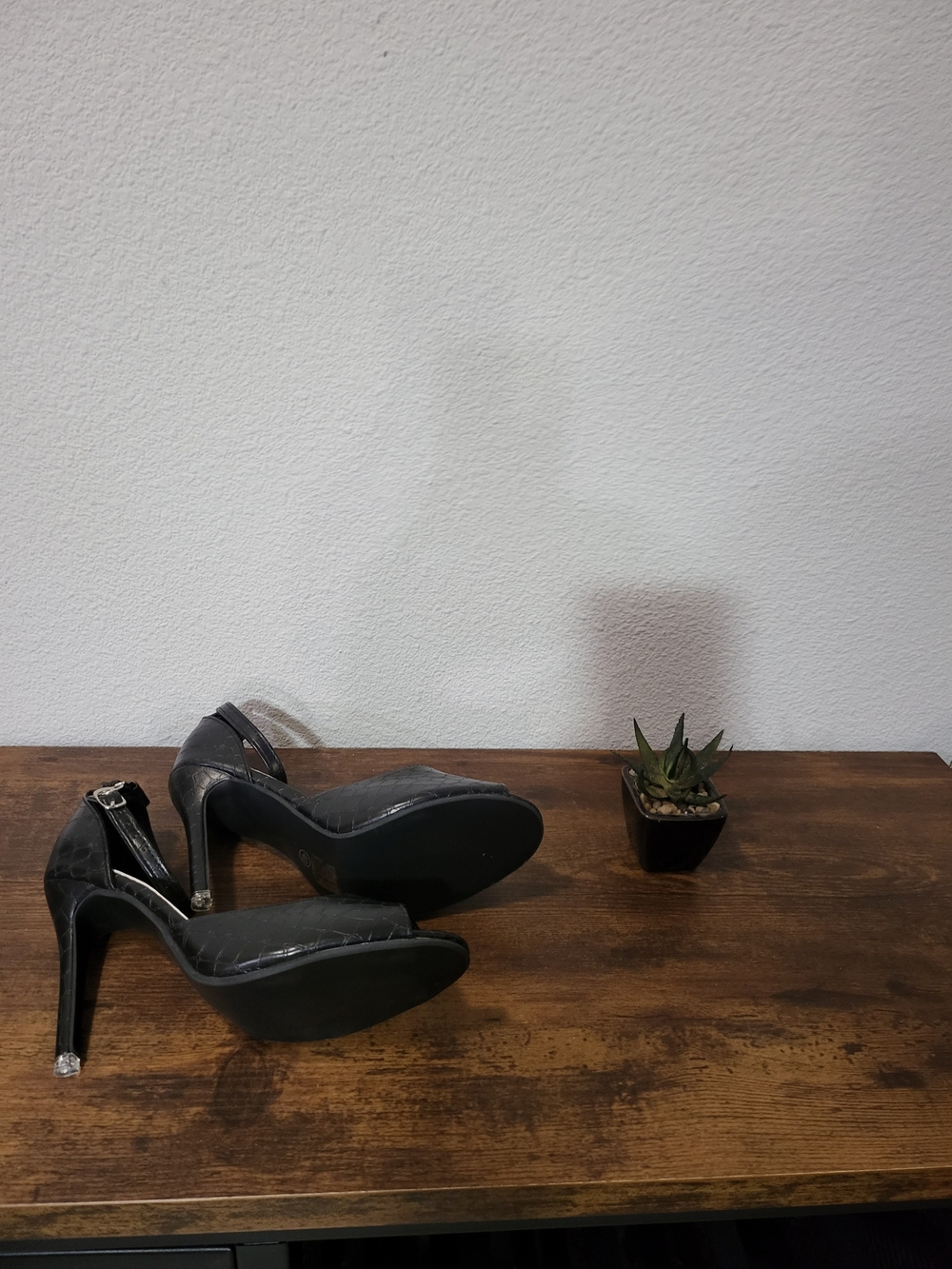 Women's Black Suede Ankle-Strap High Heels